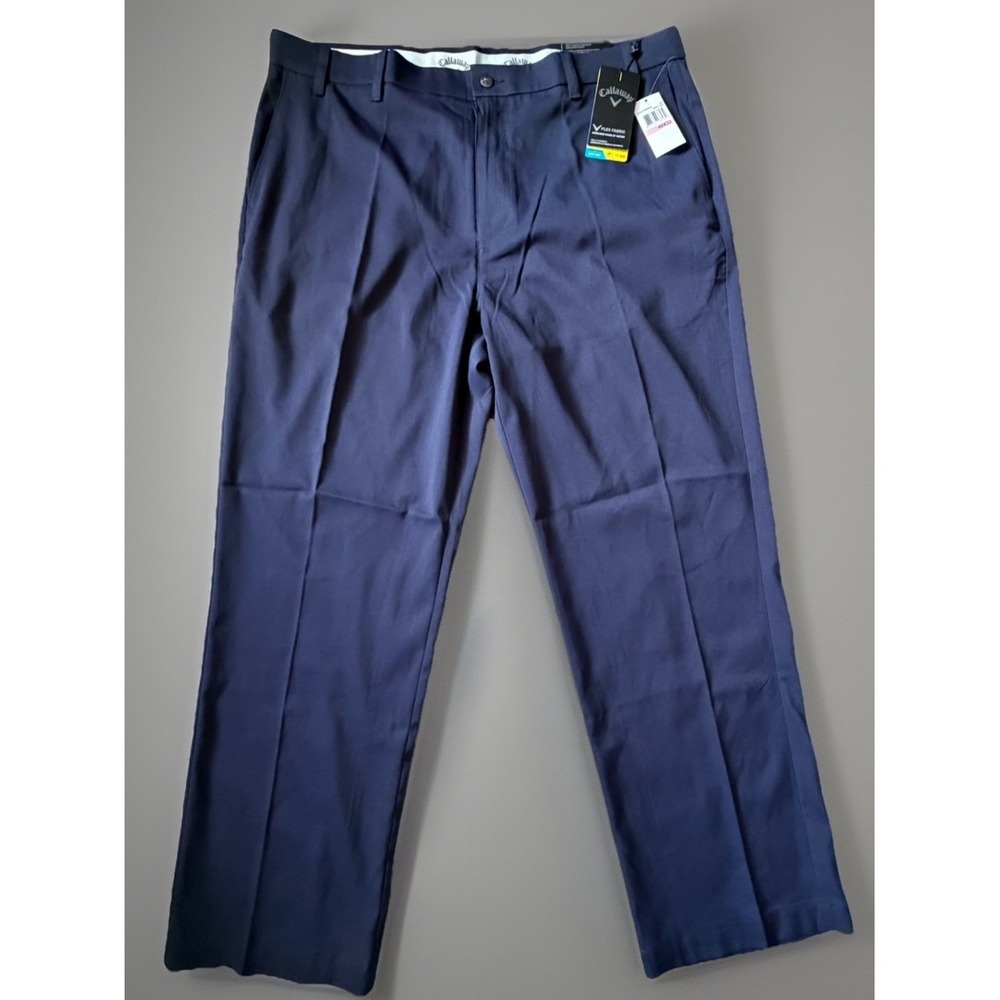 New Callaway Golf Pants Trousers Stretch SPF Blue Embroidered V Logo 40x32 JBHS